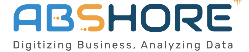 Image illustrant le logo de l'entreprise Abshore spécialisée dans le service numérique , avec un arrière-plan noir 
